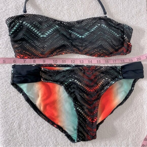 5/$25 Black Mesh and Multicolor Bikini Set M - Picture 3 of 12